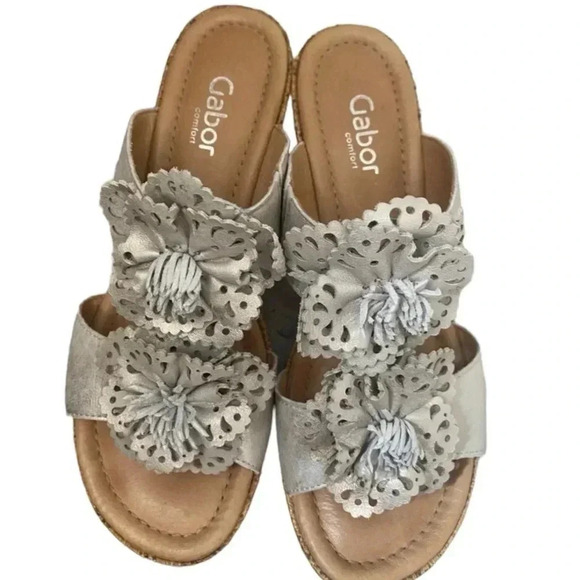 Gabor silver/gray wedge sandals - Picture 1 of 7